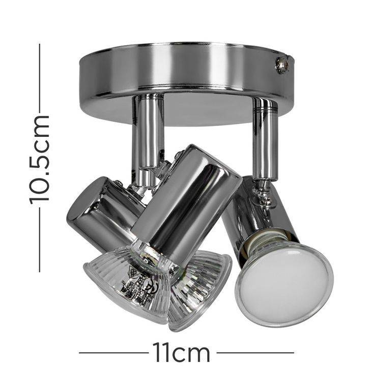 Consul Mini 3 Way Round Plate Spotlight Chrome - Comet Lighting