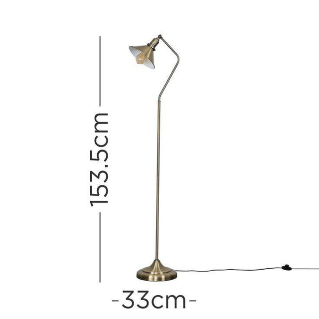 Corinthia Angled Floor Lamp Antique Brass - Comet Lighting