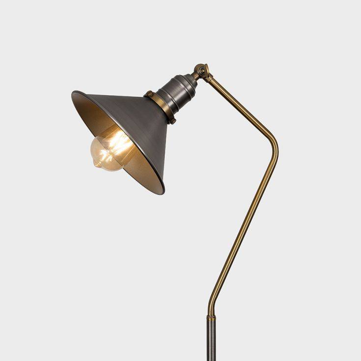 Corinthia Angled Floor Lamp In Aged Nickel - Comet Lighting