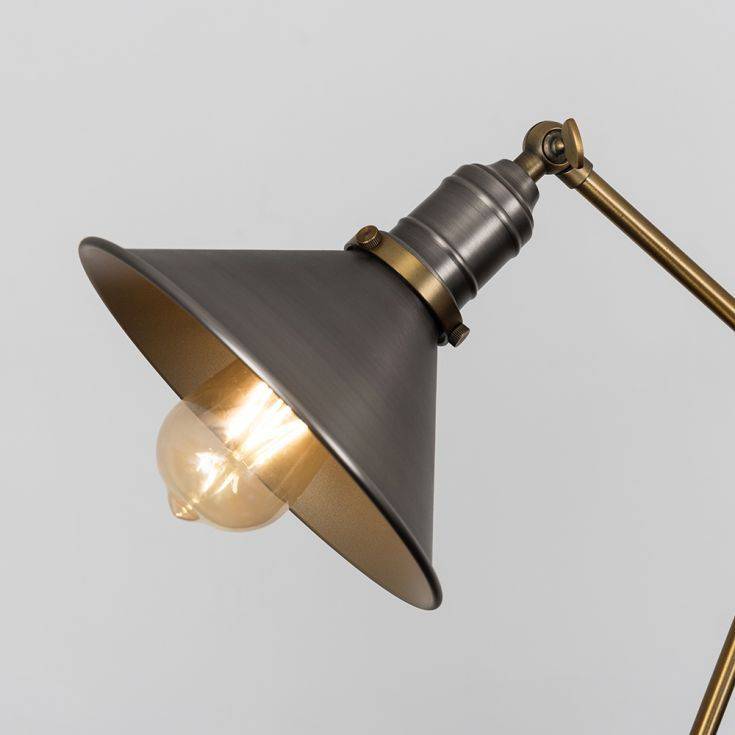 Corinthia Angled Floor Lamp In Aged Nickel - Comet Lighting