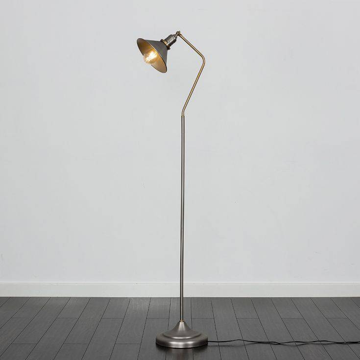 Corinthia Angled Floor Lamp In Aged Nickel - Comet Lighting