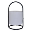 Corte Black Metal RGB LED Rechargeable Table Light w/ White Cylinder Shade - Comet Lighting