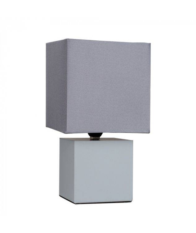 Cubbie Grey Touch Table Lamp Cube Base Grey Shade - Comet Lighting