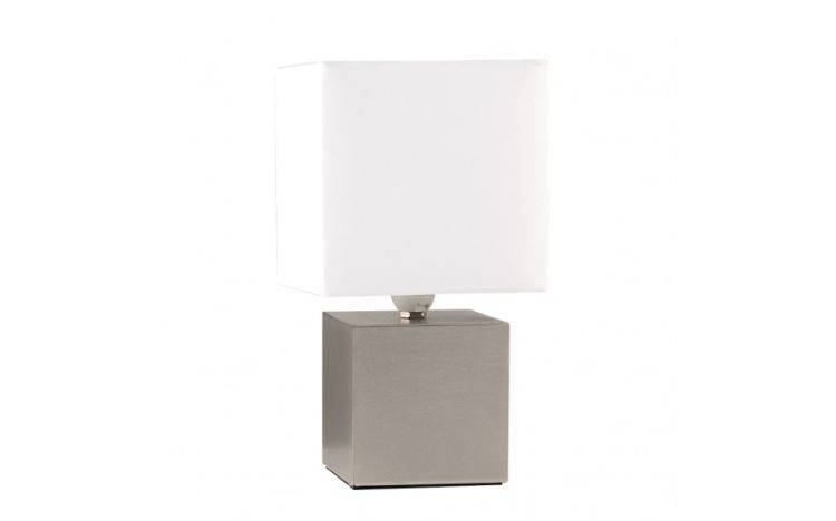 Cubbie Nickel Touch Table Lamp White Shade - Comet Lighting