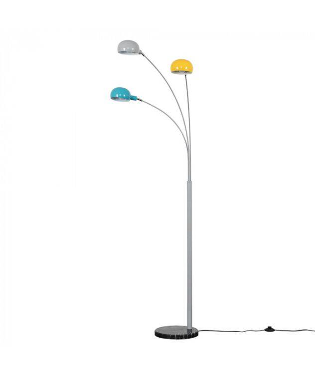 Curva Grey Floor Lamp with Multi Coloured Shades - Comet Lighting