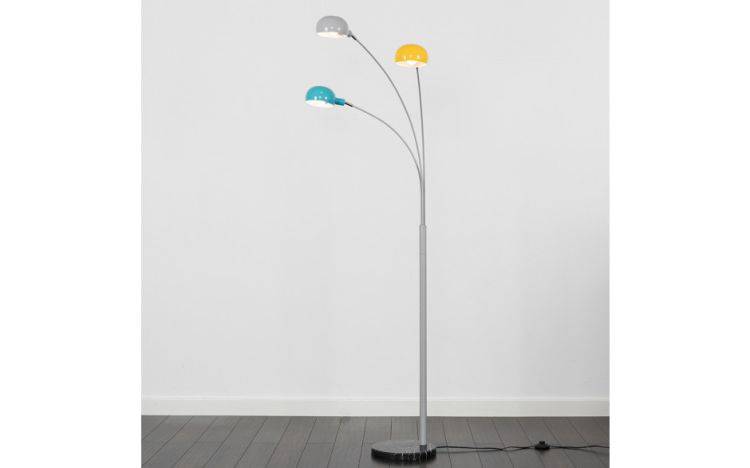 Curva Grey Floor Lamp with Multi Coloured Shades - Comet Lighting