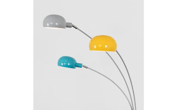 Curva Grey Floor Lamp with Multi Coloured Shades - Comet Lighting