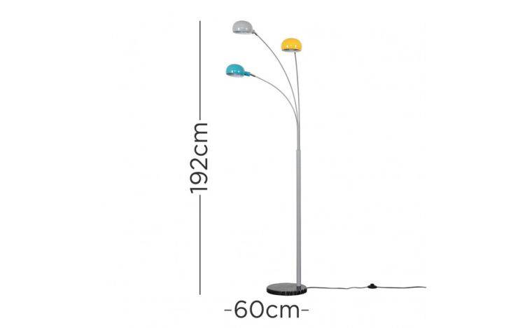 Curva Grey Floor Lamp with Multi Coloured Shades - Comet Lighting