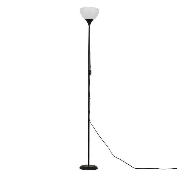 Dalby Black Floor Lamp With White Shade - Comet Lighting