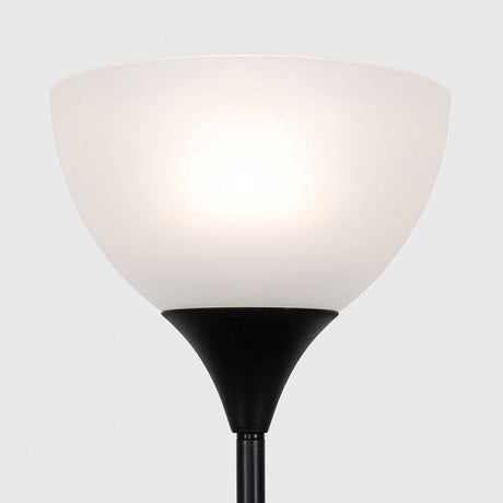 Dalby Black Floor Lamp With White Shade - Comet Lighting