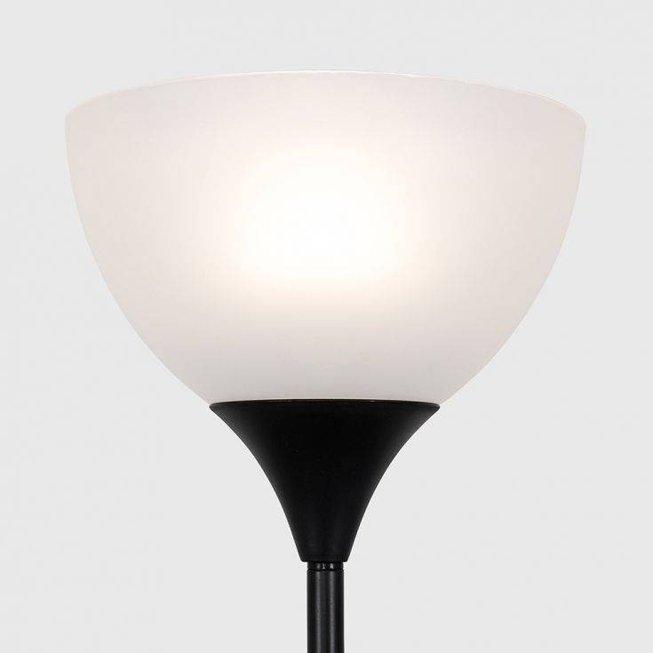 Dalby Black Floor Lamp With White Shade - Comet Lighting