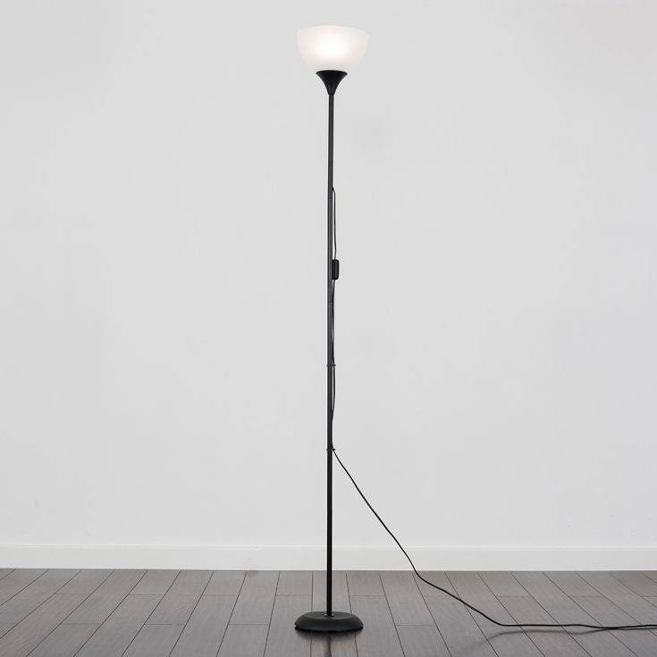 Dalby Black Floor Lamp With White Shade - Comet Lighting