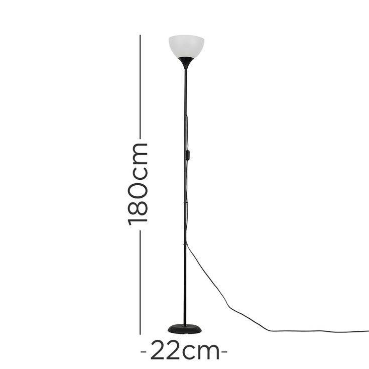 Dalby Black Floor Lamp With White Shade - Comet Lighting