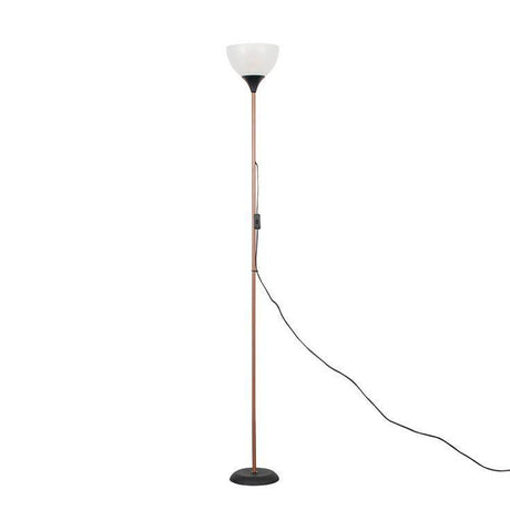 Dalby Copper And Black Floor Lamp With White Shade - Comet Lighting