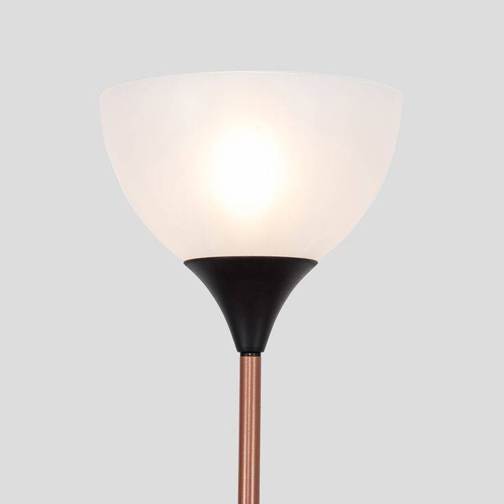 Dalby Copper And Black Floor Lamp With White Shade - Comet Lighting