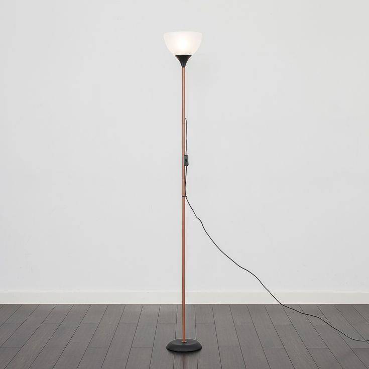 Dalby Copper And Black Floor Lamp With White Shade - Comet Lighting