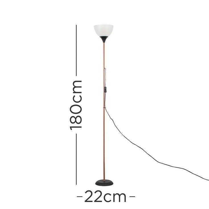 Dalby Copper And Black Floor Lamp With White Shade - Comet Lighting