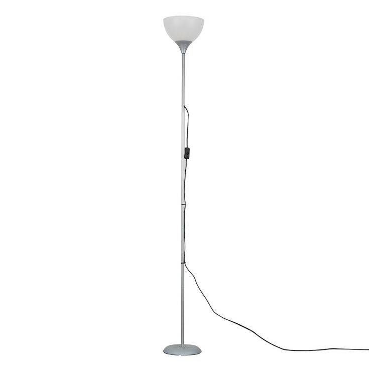 Dalby Silver Floor Lamp With White Shade - Comet Lighting