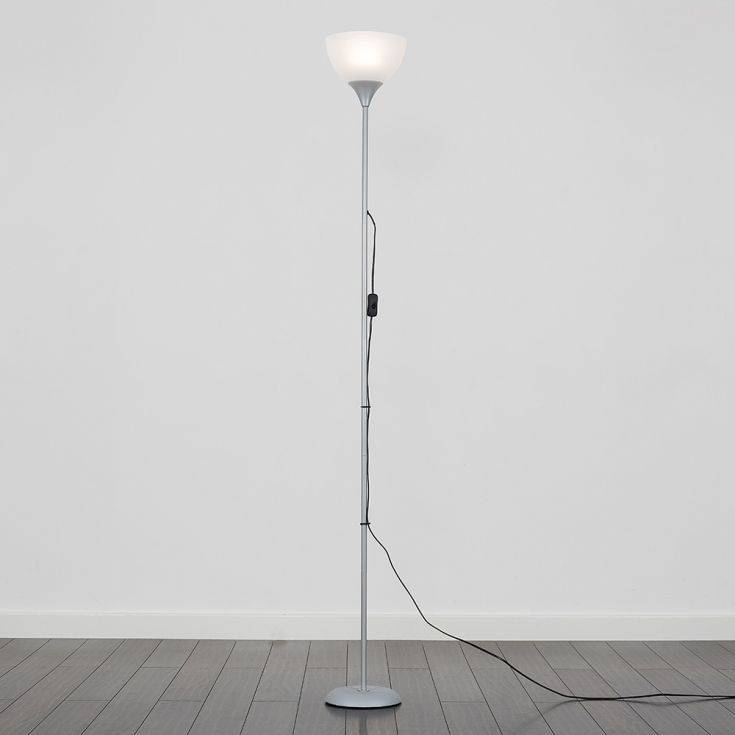 Dalby Silver Floor Lamp With White Shade - Comet Lighting