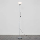 Dalby Silver Floor Lamp With White Shade - Comet Lighting