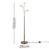 Dantzig Copper 3 Arm Floor Lamp - Comet Lighting