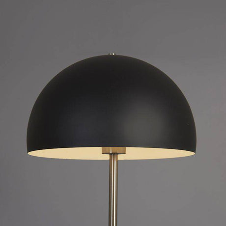 Dargai Brushed Chrome Floor Lamp With Matt Black Metal Dome Shade - Comet Lighting