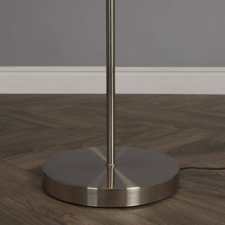 Dargai Brushed Chrome Floor Lamp With Matt Black Metal Dome Shade - Comet Lighting