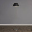 Dargai Brushed Chrome Floor Lamp With Matt Black Metal Dome Shade - Comet Lighting