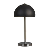 Dargai Brushed Chrome Table Lamp With Black Metal Dome Shade - Comet Lighting