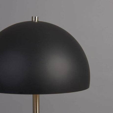 Dargai Brushed Chrome Table Lamp With Black Metal Dome Shade - Comet Lighting