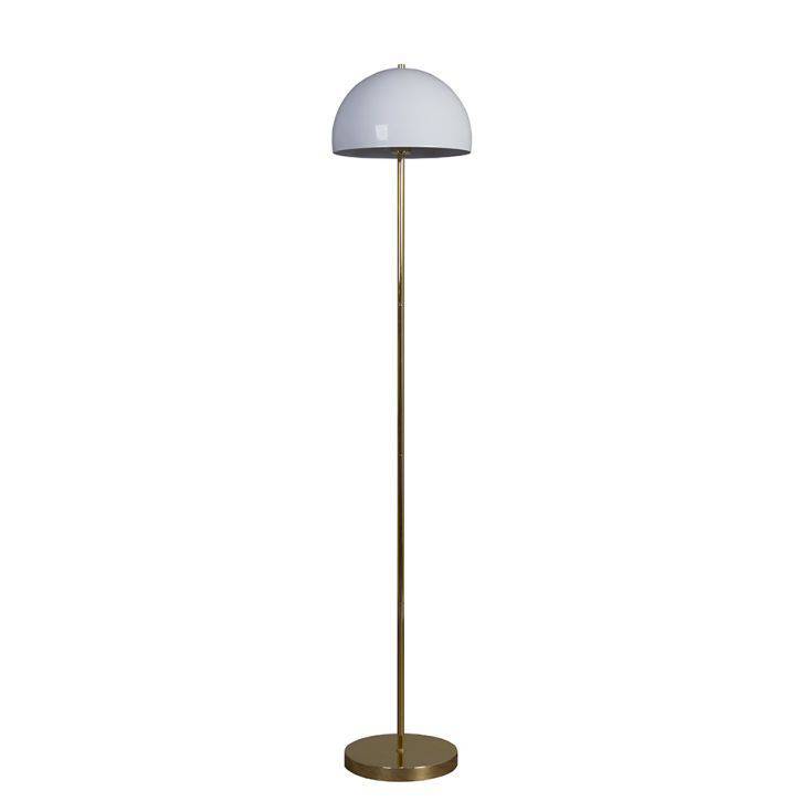 Dargai Gold Floor Lamp With White Metal Dome Shade - Comet Lighting