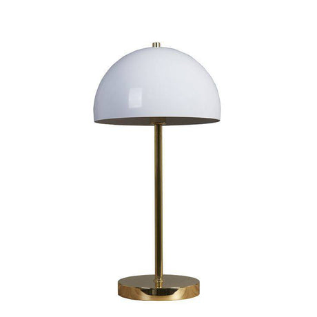 Dargai Gold Table Lamp With White Metal Dome Shade - Comet Lighting