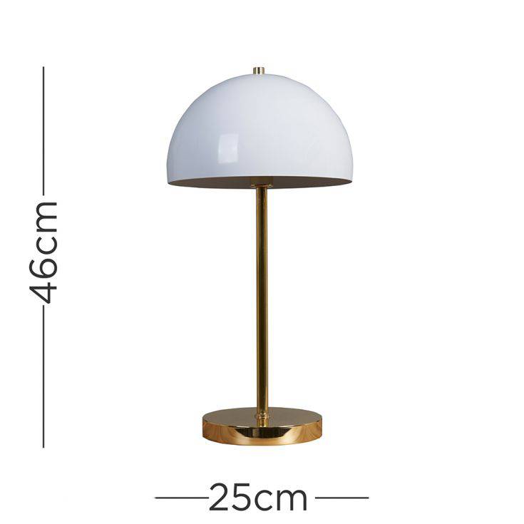 Dargai Gold Table Lamp With White Metal Dome Shade - Comet Lighting