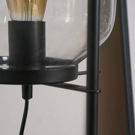 Dawlish Matt Black Floor Lamp With Glass Capsule Shade - Comet Lighting