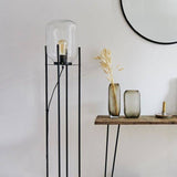 Dawlish Matt Black Floor Lamp With Glass Capsule Shade - Comet Lighting