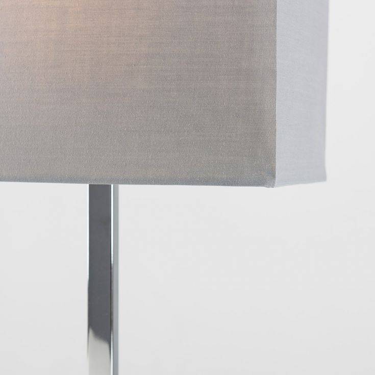 Dewy Chrome Table Lamp With Grey Shade - Comet Lighting