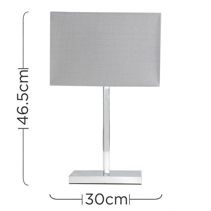 Dewy Chrome Table Lamp With Grey Shade - Comet Lighting