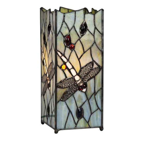 Dragonfly Design Tiffany Square Table Lamp - Comet Lighting