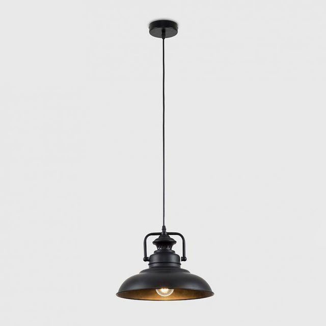 Duomo Industrial Pendant Ceiling Light In Black - Comet Lighting