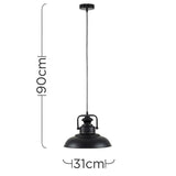 Duomo Industrial Pendant Ceiling Light In Black - Comet Lighting