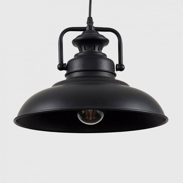 Duomo Industrial Pendant Ceiling Light In Black - Comet Lighting