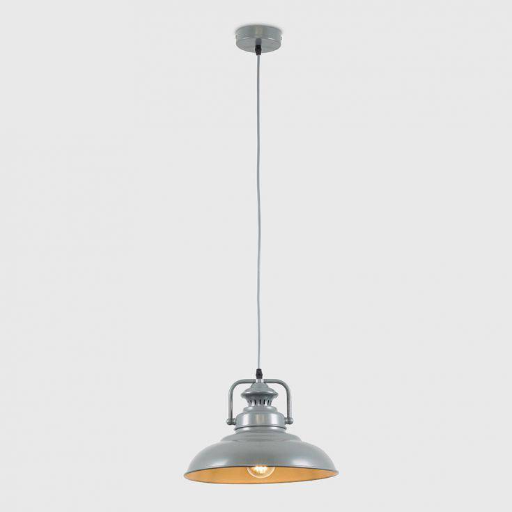 Duomo Industrial Pendant Ceiling Light In Grey - Comet Lighting