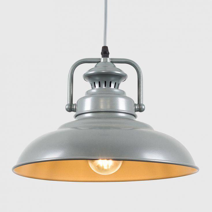 Duomo Industrial Pendant Ceiling Light In Grey - Comet Lighting