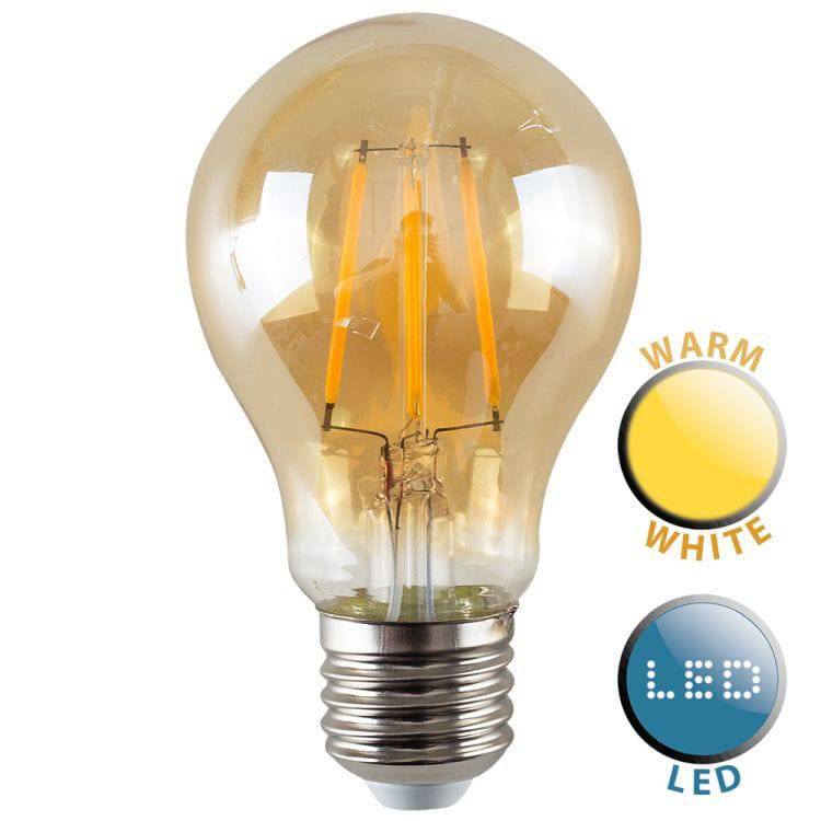 E27 4W LED Filament GLS Bulb AMBER 2700K - Comet Lighting