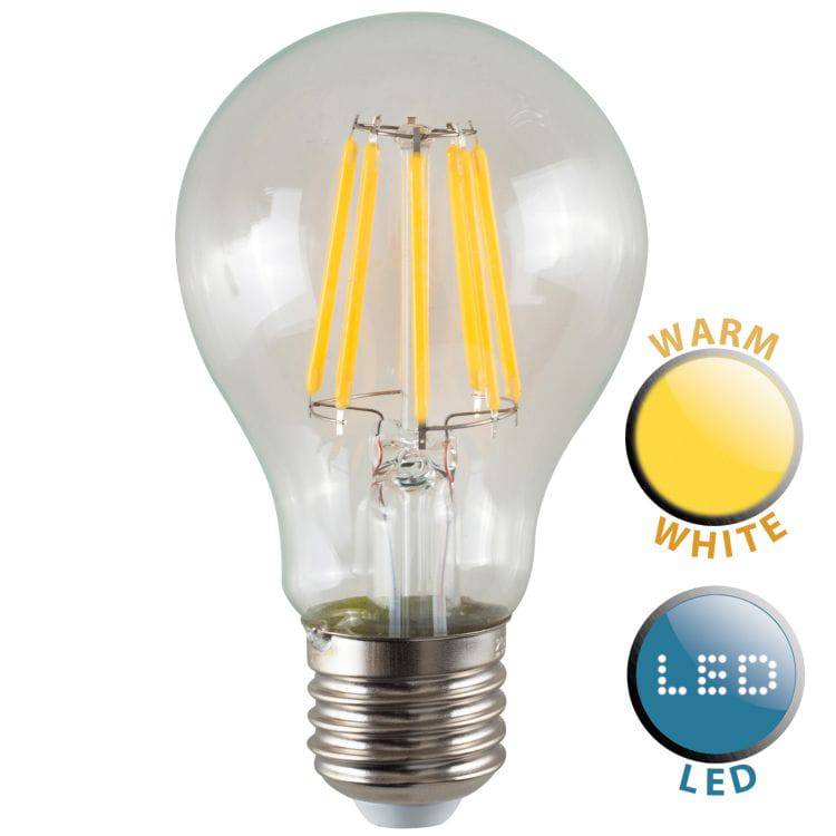 E27 8W LED Filament GLS Bulb CLEAR 2700K - Comet Lighting