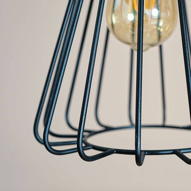 Edmund Industrial Black Wire Pendant Ceiling Light - Comet Lighting