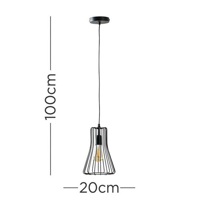 Edmund Industrial Black Wire Pendant Ceiling Light - Comet Lighting