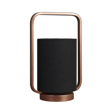 Edwin Copper Table Lamp With Black Shade - Comet Lighting