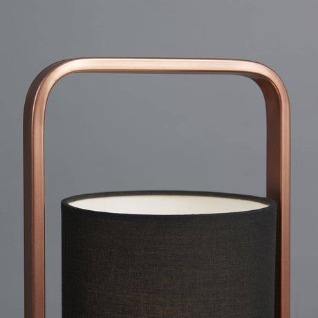 Edwin Copper Table Lamp With Black Shade - Comet Lighting