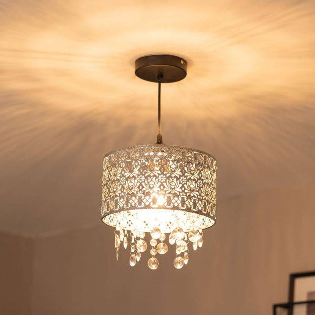 Enna Pendant Shade In Chrome With Acrylic Droplets - Comet Lighting